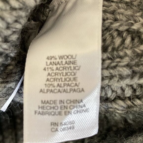 Nine West Chunky Boho  Wool Alpaca Blend Cable Knit Sweater Gray Sz M - Picture 8 of 11